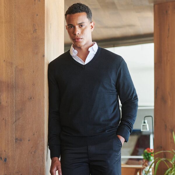 Cashmere touch acrylic v-neck jumper Thumbnail