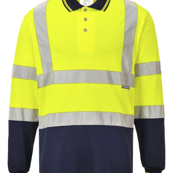 Two-tone long sleeve polo (S279) Thumbnail