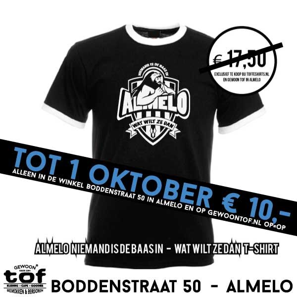 T-shirt Almelo Wat wil ze dan - Niemand is de Baas Thumbnail